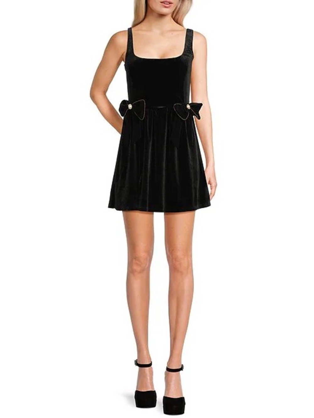 Blu Pepper NWT Velvet Pearl Bow Front Mini Dress Sz M Juniors